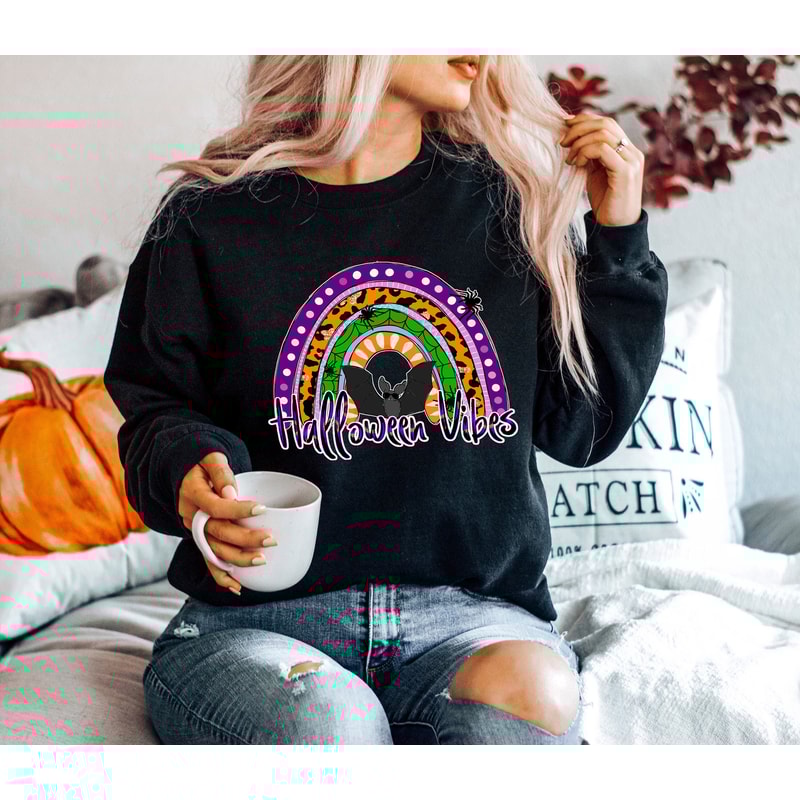 Halloween Vibes Rainbow Sweatshirt,Spooky Halloween Shirt, Funny Halloween Shirt, Halloween Shirt,Woman Halloween Gift - 4.jpg