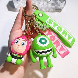 Cartoon Alien Toy Story Keychain PVC Cute Alien Doll Funny Toy Keychain Car Key Ring Birthday Bag Pendant