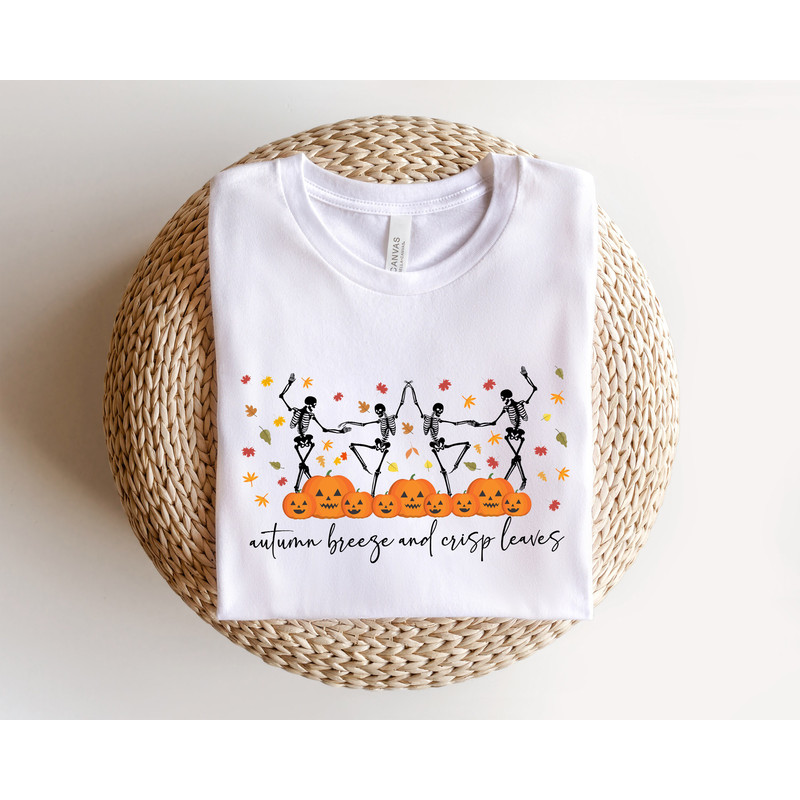 Pumpkin Halloween Sweatshirt, Skeleton Halloween Shirt, Pumpkin Shirt, Fall Sweatshirt for Women,Dancing Skeletons Sweatshirt - 4.jpg