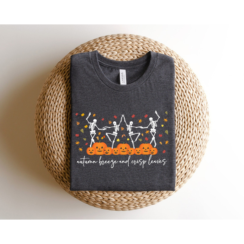 Pumpkin Halloween Sweatshirt, Skeleton Halloween Shirt, Pumpkin Shirt, Fall Sweatshirt for Women,Dancing Skeletons Sweatshirt - 5.jpg