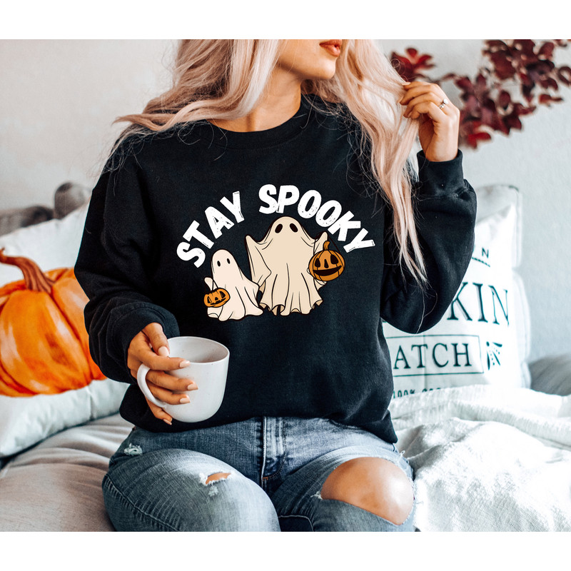 Stay Spooky Sweatshirt, Halloween Sweatshirt, Halloween Gift Hoodie, Womens Halloween Sweatshirt, Spooky Season Shirt, Ghost Halloween - 5.jpg