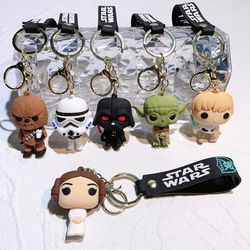 Star Wars Darth Vader Keychain Cute Cartoon Leia Princess Yoda Pendant Keychains Imperial Stormtrooper Keyrings
