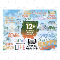 12 files camping design bundle svg sublimation, camper svg
