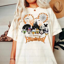 disney happy halloween shirt, mickey and friends halloween, magic kingdom castle, mickey not so-scary halloween party sh