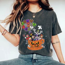 disney mickey and friends balloons halloween shirt, mickey not so scary, disney trip shirt, family matching halloween sh