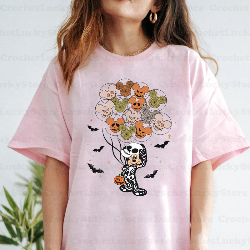 Disney Mickey Skeleton Balloon Shirt, Disney Balloon Shirt, Mickey Not So-Scary Halloween Party Shirt, Spooky Season, Halloween Matching Tee - 2.jpg