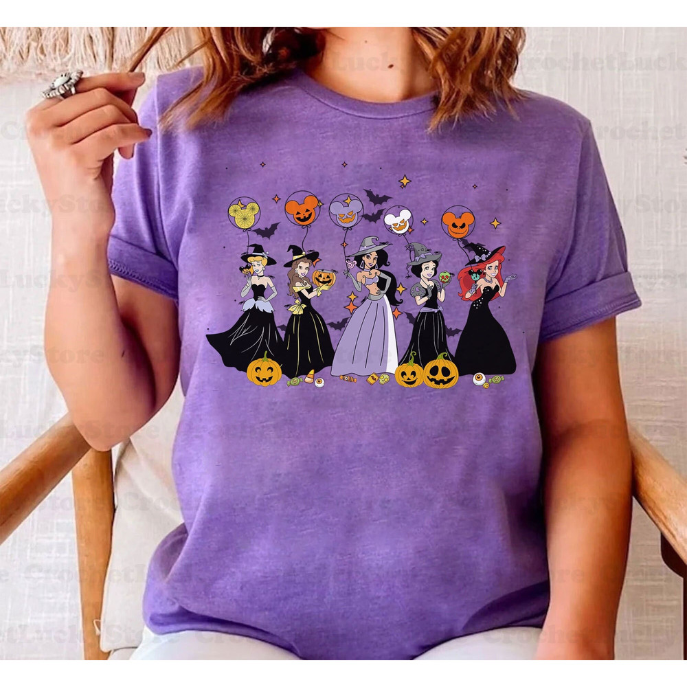 Disney Princess Halloween Shirt, Disney Princess Squad, Princess Gift, Spooky Season, Disney Halloween Balloons Shirt, Princess Matching - 1.jpg