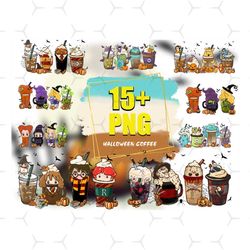 15 halloween coffee png bundle, halloween png, halloween boo, coffee png, boo coffee, villains latte, fall latte png, ho