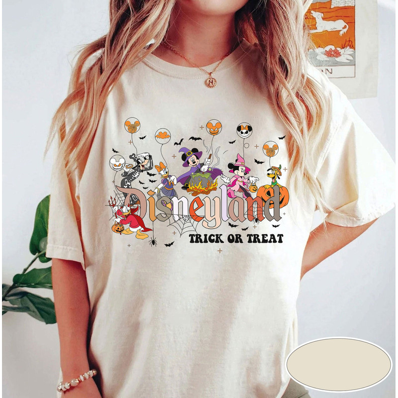 Disneyland Vintage Halloween Shirt, Trick Or Treat, Disney Halloween Family Matching Shirts, Retro Mickey And Friends Halloween Balloons Tee - 1.jpg