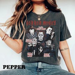 retro 90s horror movies shirt, vintage horror halloween shirt, scream ghostface, michael myers, freddy kruger it jason,