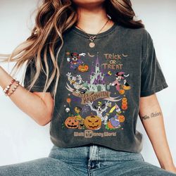 retro disney trick or treat halloween shirt, mickeys not so scary shirt, walt disney world magic kingdom, halloween part