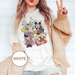 retro mickey and friends halloween shirt, halloween gifts, mickey not so scary, spooky season, trick or treat, disney sk