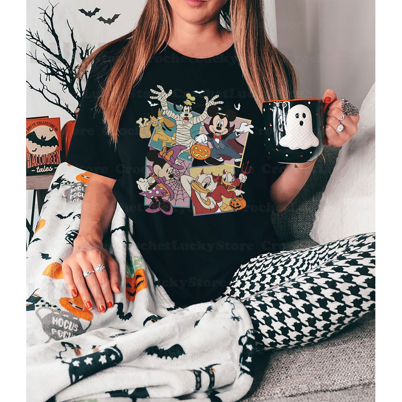 Retro Mickey And Friends Halloween Shirt, Halloween Gifts, Mickey Not So Scary, Spooky Season, Trick Or Treat, Disney Skeleton Shirt - 2.jpg