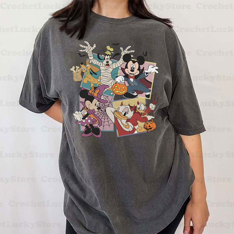 Retro Mickey And Friends Halloween Shirt, Halloween Gifts, Mickey Not So Scary, Spooky Season, Trick Or Treat, Disney Skeleton Shirt - 3.jpg