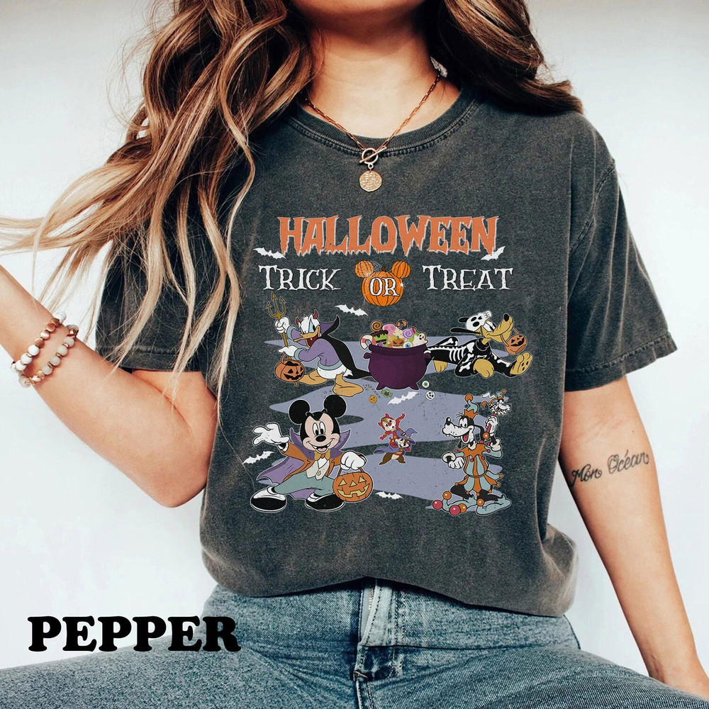 Vintage Disney Halloween Trick or Treat Shirt, Mickey's Not So Scary Shirt, Magic Kingdom, Halloween Party Tee, Mickey And Friends Shirt - 3.jpg