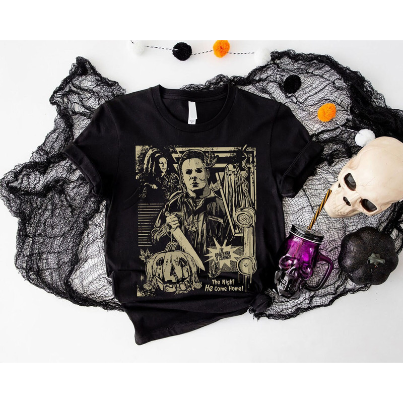 Vintage Michael Myers The Night He Come Home Shirt, Halloween Horror Movie Sweatshirt, Hoodie, Michael Myers Homage, Halloween Shirt - 1.jpg