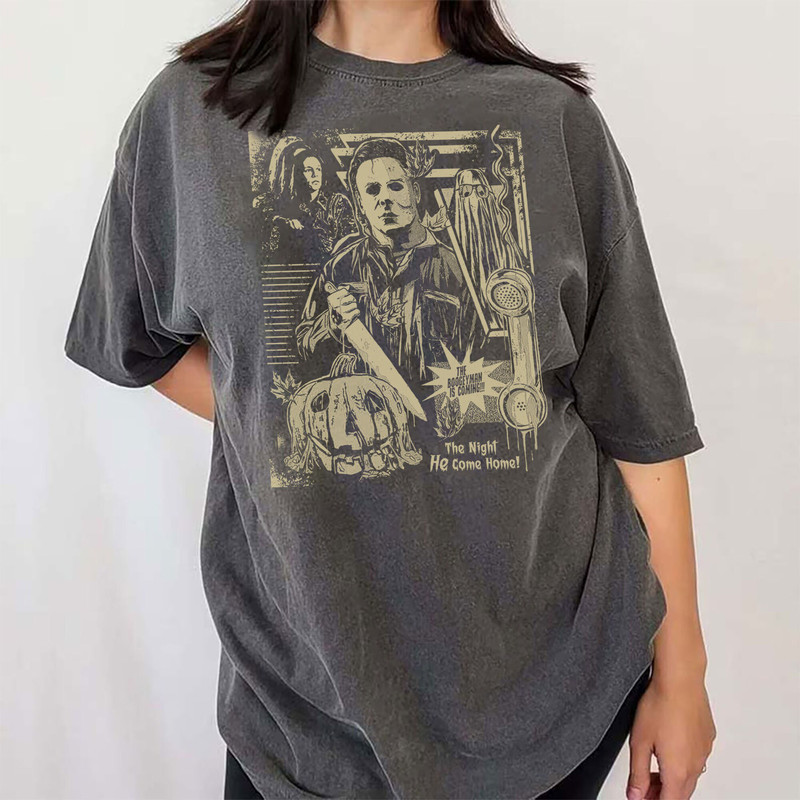 Vintage Michael Myers The Night He Come Home Shirt, Halloween Horror Movie Sweatshirt, Hoodie, Michael Myers Homage, Halloween Shirt - 2.jpg
