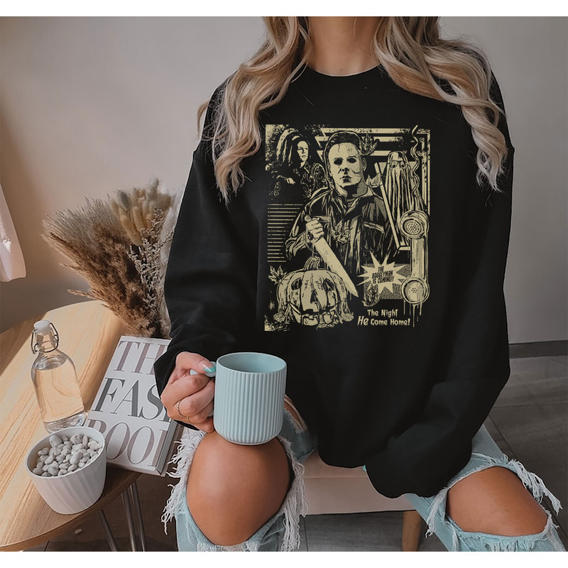 Vintage Michael Myers The Night He Come Home Shirt, Halloween Horror Movie Sweatshirt, Hoodie, Michael Myers Homage, Halloween Shirt - 3.jpg