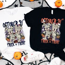 vintage mickey minnie halloween trick or treat shirt, october 31st shirt, mickeys not so scary shirt, disney halloween p