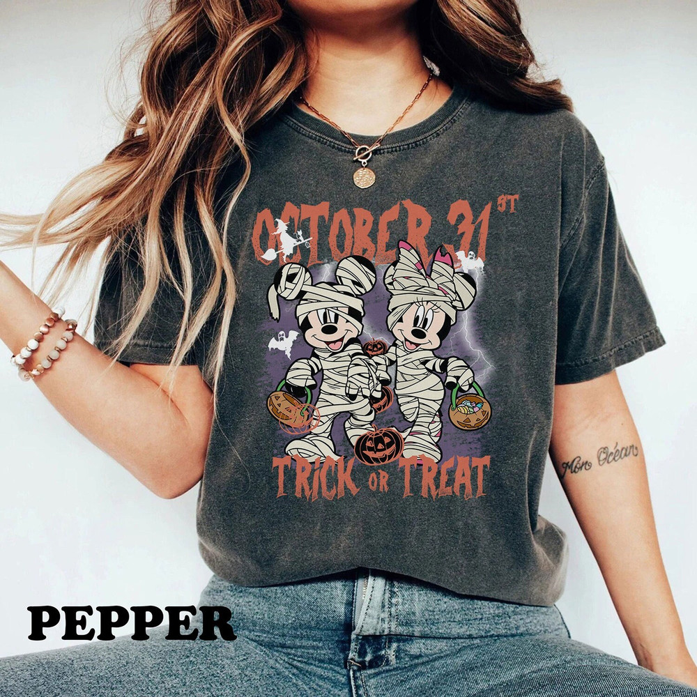 Vintage Mickey Minnie Halloween Trick or Treat Shirt, October 31st Shirt, Mickey's Not So Scary Shirt, Disney Halloween Pumpkin Shirt - 2.jpg