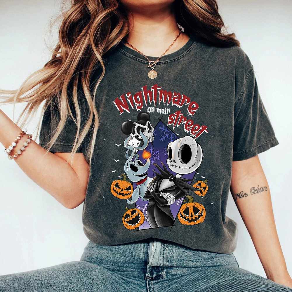 Vintage The Nightmare On Main Street Halloween Pumpkin Shirt, Retro Disney Halloween Shirt, Trick Or Treat, Disney Halloween Party Tee - 1.jpg