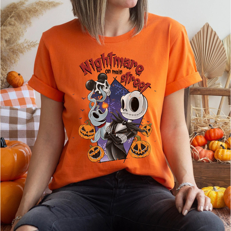 Vintage The Nightmare On Main Street Halloween Pumpkin Shirt, Retro Disney Halloween Shirt, Trick Or Treat, Disney Halloween Party Tee - 5.jpg