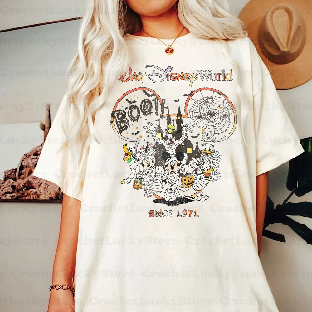 Vintage Walt Disney World 1971 Halloween Shirt, Disney Mummy Shirt, Mickey And Friends Mummy Halloween Shirt, Disney Trip Matching Shirt - 1.jpg