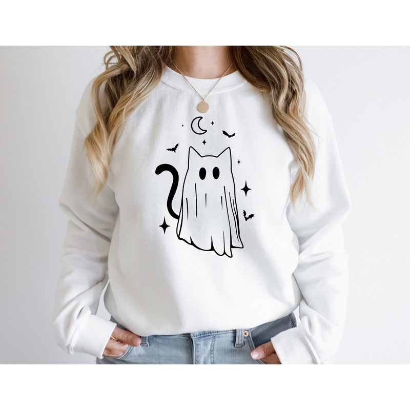Halloween Cat Sweatshirt,Cat Sweatshirt,Halloween Ghost Shirt,Halloween Cat Tee,Halloween Cat Lover Gift,2022 Spooky Season - 3.jpg
