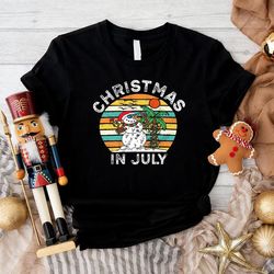 Vintage Snowman Shirt, Funny Christmas in July Tshirt,Tropical Christmas Tee,Hawaiian Xmas,Summer Christmas Vacation