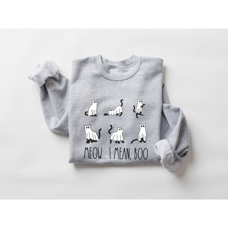 Meow I Mean Boo Sweatshirt, Halloween Boo Sweatshirt, Cats Halloween Shirt, Funny Halloween Shirt, Halloween Sweatshirt, Halloween Gift - 1.jpg