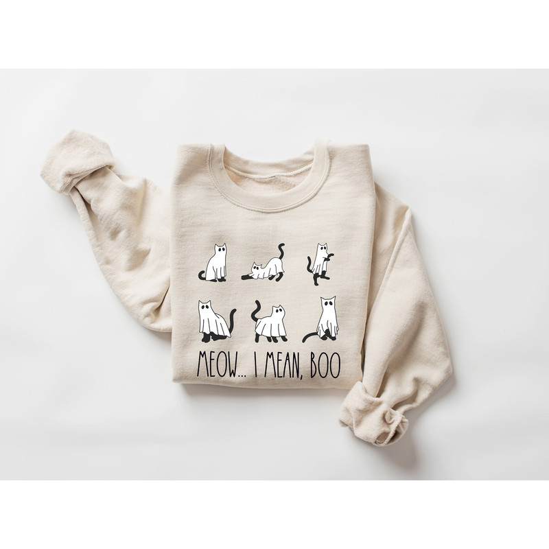 Meow I Mean Boo Sweatshirt, Halloween Boo Sweatshirt, Cats Halloween Shirt, Funny Halloween Shirt, Halloween Sweatshirt, Halloween Gift - 2.jpg