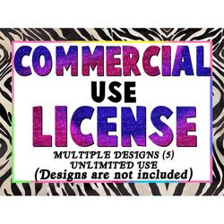 commercial use license for small businesses and physical products, multiple (5) design, unlimited use, commercial use li