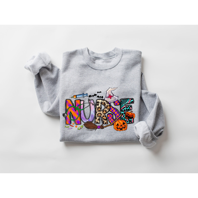 Nurse Halloween Sweatshirt, Cute Nurse Halloween Sweatshirt, Halloween Costume, Nurse Halloween Sweater, Halloween Shirt, Halloween Gift - 1.jpg