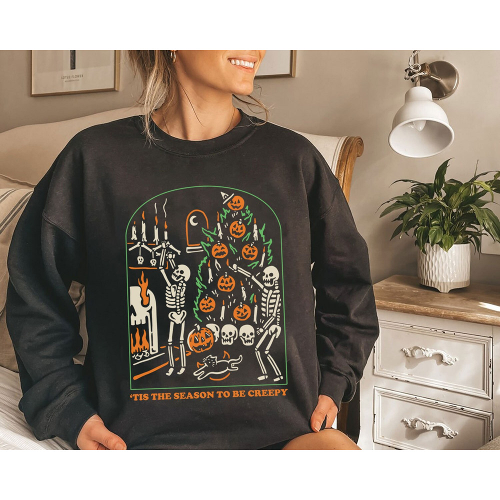 Tis The Season To Be Creepy Shirt, Fall Vibes Shirt, Funny Halloween Shirt, Halloween Party Shirt, Matching Halloween Sweatshirt, Hoodie - 2.jpg