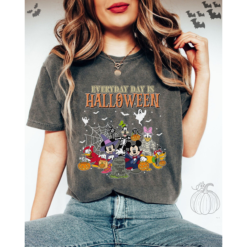 Vintage Disney Halloween Shirt, Everyday Is Halloween Shirt, Mickeys Not So Scary Shirt, Disney Skeleton Shirt, Halloween Party Matching Tee - 1.jpg