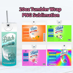 5 Color Bitch Be Gone DIGITAL PNG, Bitch Spray Tumbler Bundle, 20oz Skinny Tumbler Wrap Design, Tumbler Sublimation PNG