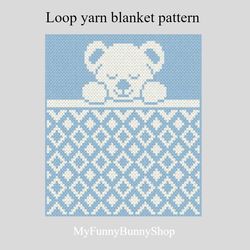 loop yarn finger knitted sleeping bear blanket pattern pdf download