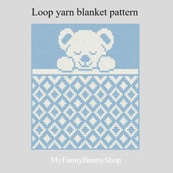 loop yarn finger knitted sleeping bear blanket pattern pdf download