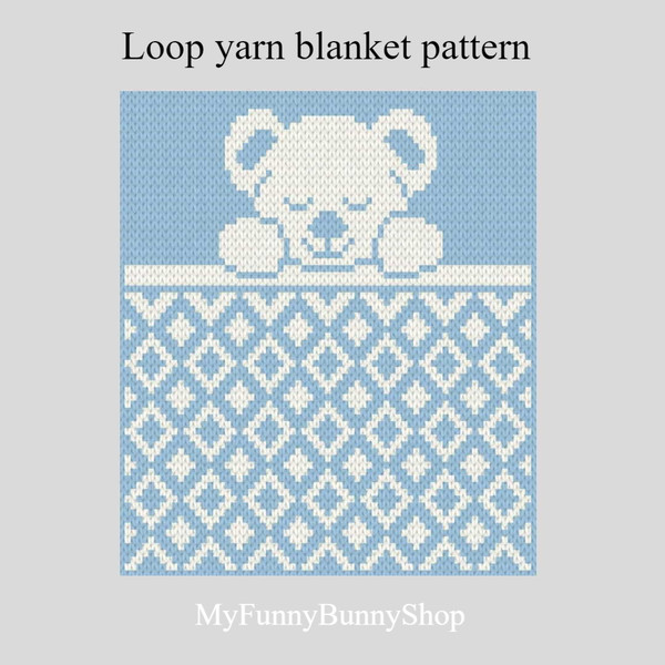loop-yarn-finger-knitted-sleeping-bear-blanket