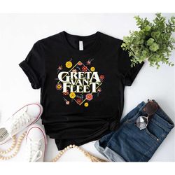 graphic greta van fleet shirt, floral retro greta van fleet shirt, tour 2023 greta van fleet shirt, rock band greta van