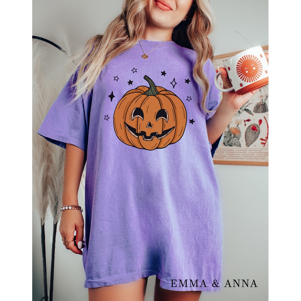 Comfort Colors Halloween Shirt, Pumpkin Shirt, Fall Shirts for Women, Jack-o-Lantern Shirt, Spooky Season Shirt, Halloween Oversized Tshirt - 3.jpg