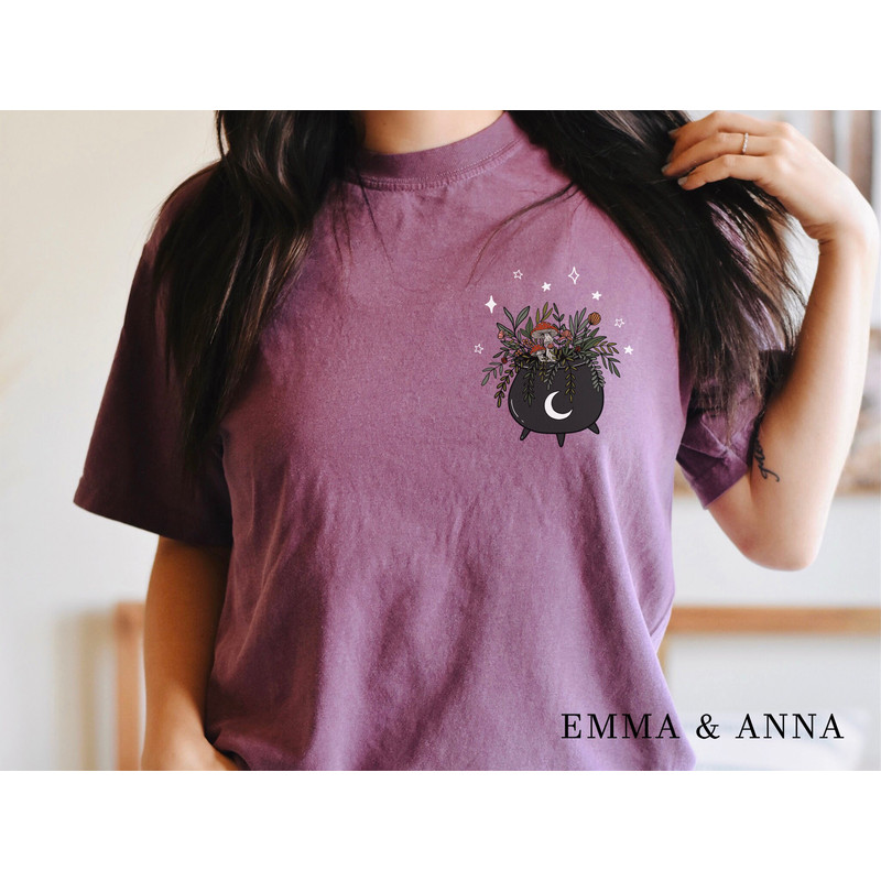 Comfort Colors Halloween Shirt, Witch Shirt, Witchy Clothing, Floral Cauldron Shirt, Halloween Witch Shirt, Halloween T-Shirt, Fall Shirts - 5.jpg