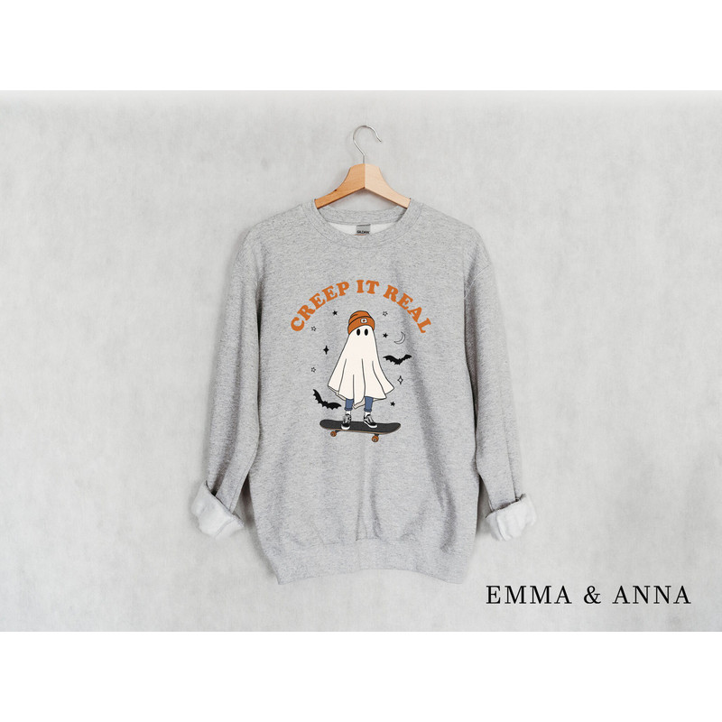 Creep It Real Sweatshirt, Halloween Crewneck Sweatshirt, Ghost Sweatshirt, Creep It Real Shirt, Halloween Sweater, Halloween Retro Shirt - 3.jpg