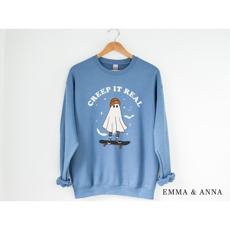 Creep It Real Sweatshirt, Halloween Crewneck Sweatshirt, Ghost Sweatshirt, Creep It Real Shirt, Halloween Sweater, Halloween Retro Shirt - 5.jpg