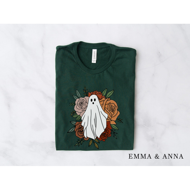 Floral Ghost Shirt, Ghost Shirt, Halloween Shirt, Fall Shirts, Spooky Season Shirt, Trick or Treat, Halloween Party Shirt, Halloween Clothes - 5.jpg