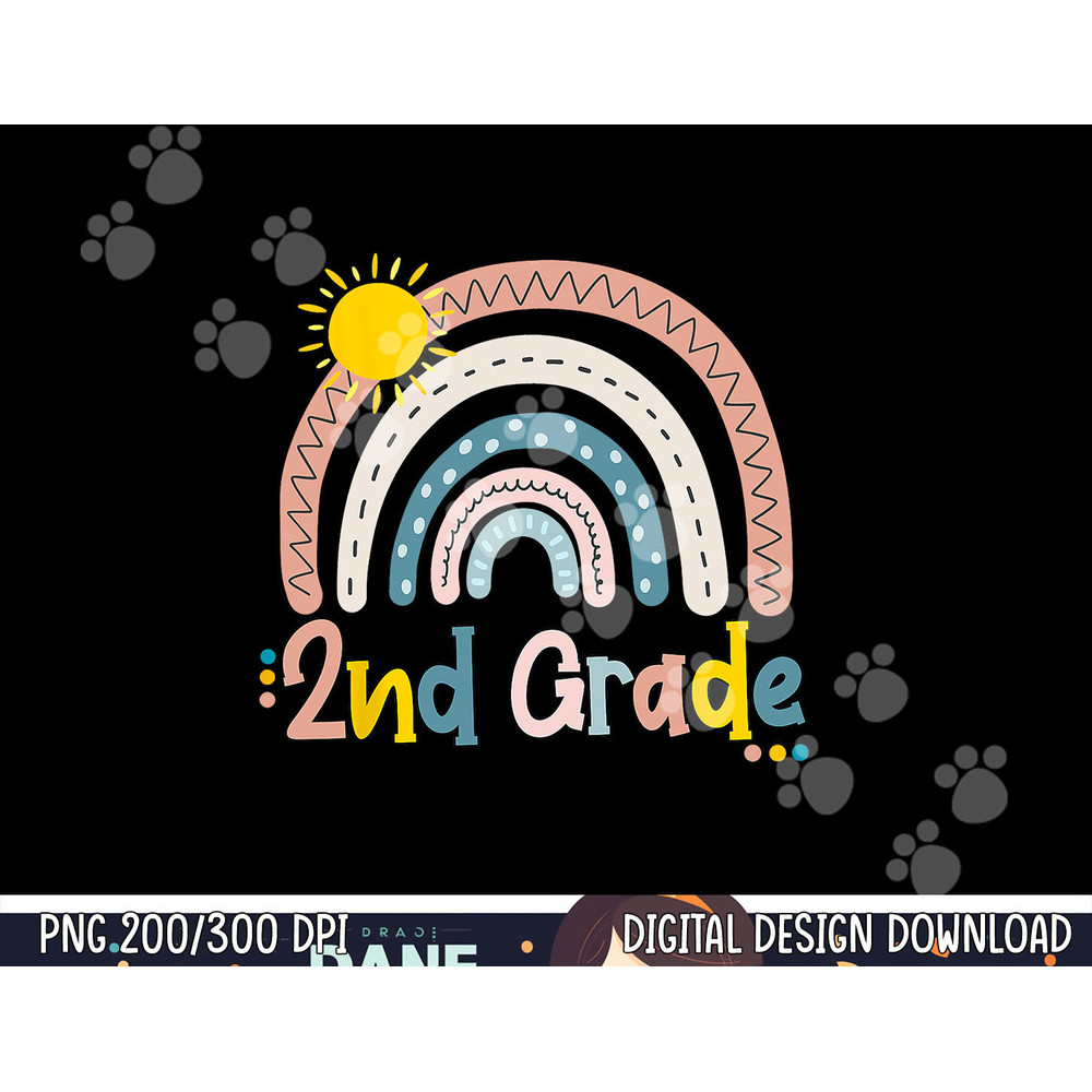 Boho Rainbow Teacher 2nd Grade  png, sublimation copy.jpg