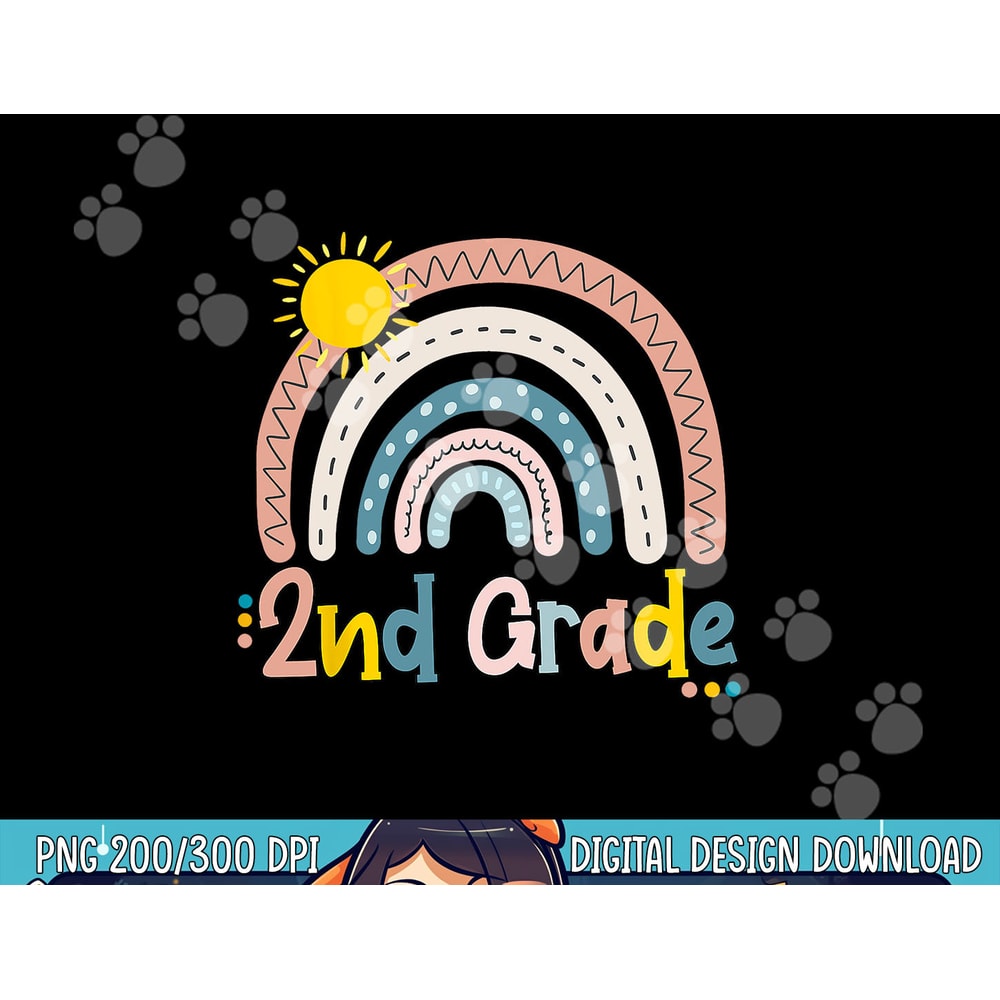 Boho Rainbow Teacher 2nd Grade png, sublimation copy.jpg
