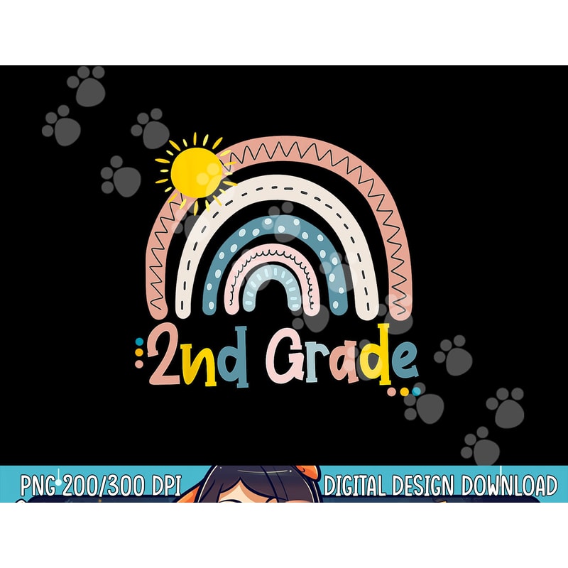 Boho Rainbow Teacher 2nd Grade png, sublimation copy.jpg