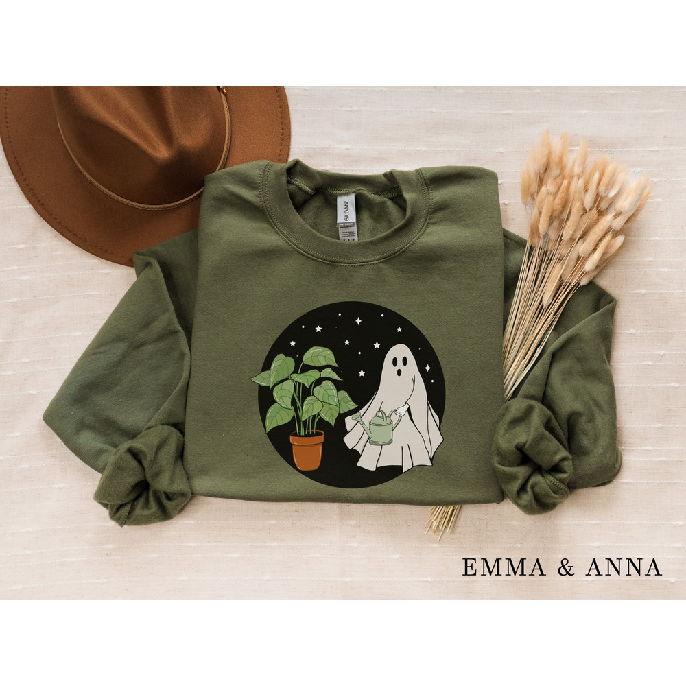 Halloween Crewneck Sweatshirt, Ghost Sweatshirt, Plant Shirt, Plant Lover Gift, Funny Halloween, Fall Shirt, Halloween Sweater, Ghost Shirt - 2.jpg