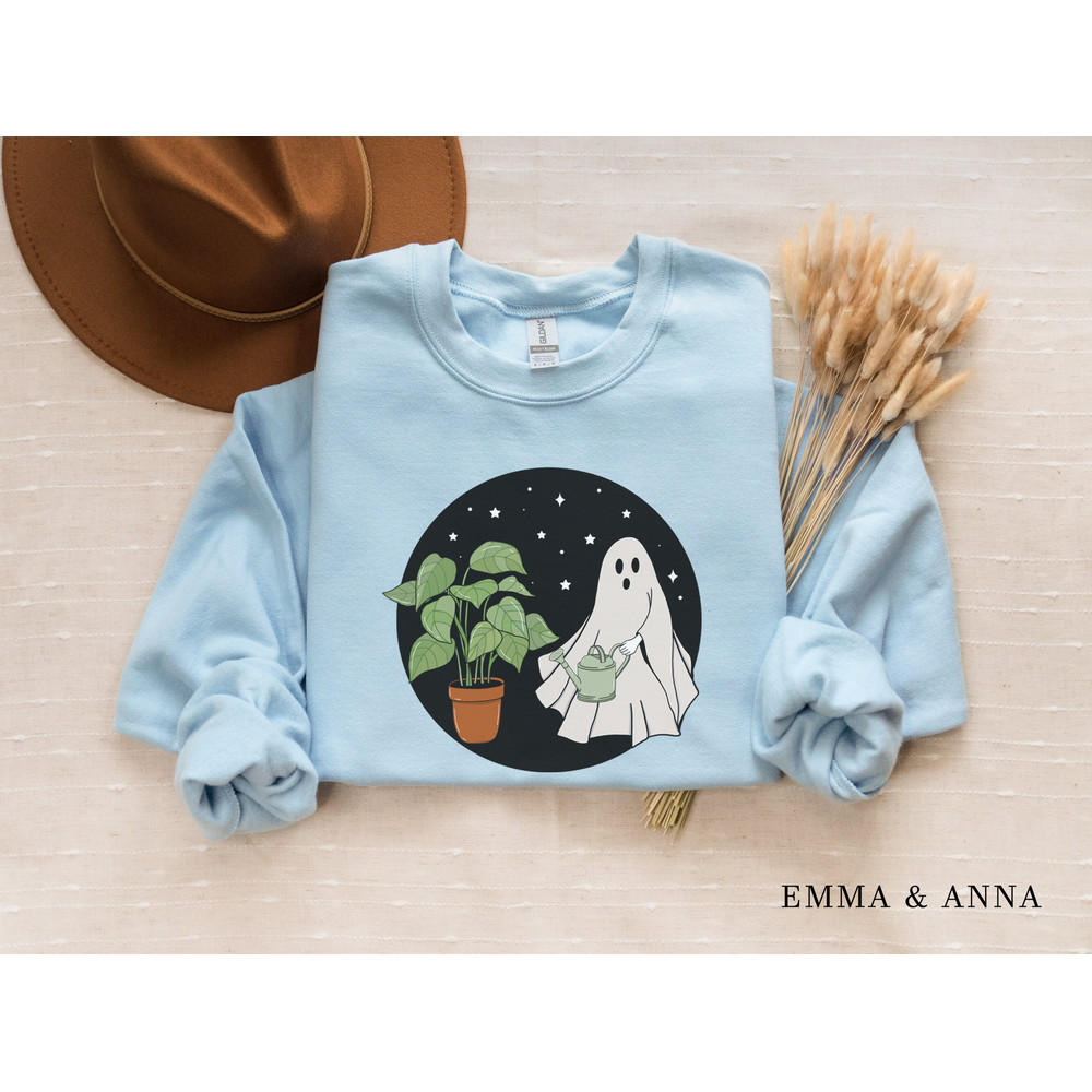 Halloween Crewneck Sweatshirt, Ghost Sweatshirt, Plant Shirt, Plant Lover Gift, Funny Halloween, Fall Shirt, Halloween Sweater, Ghost Shirt - 4.jpg
